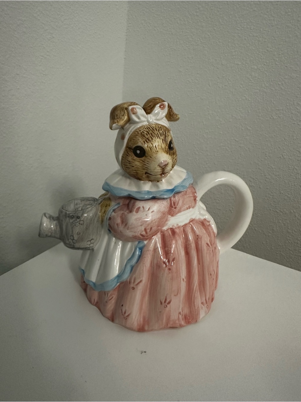 Ceramic Bunny Teapot in Pink and White